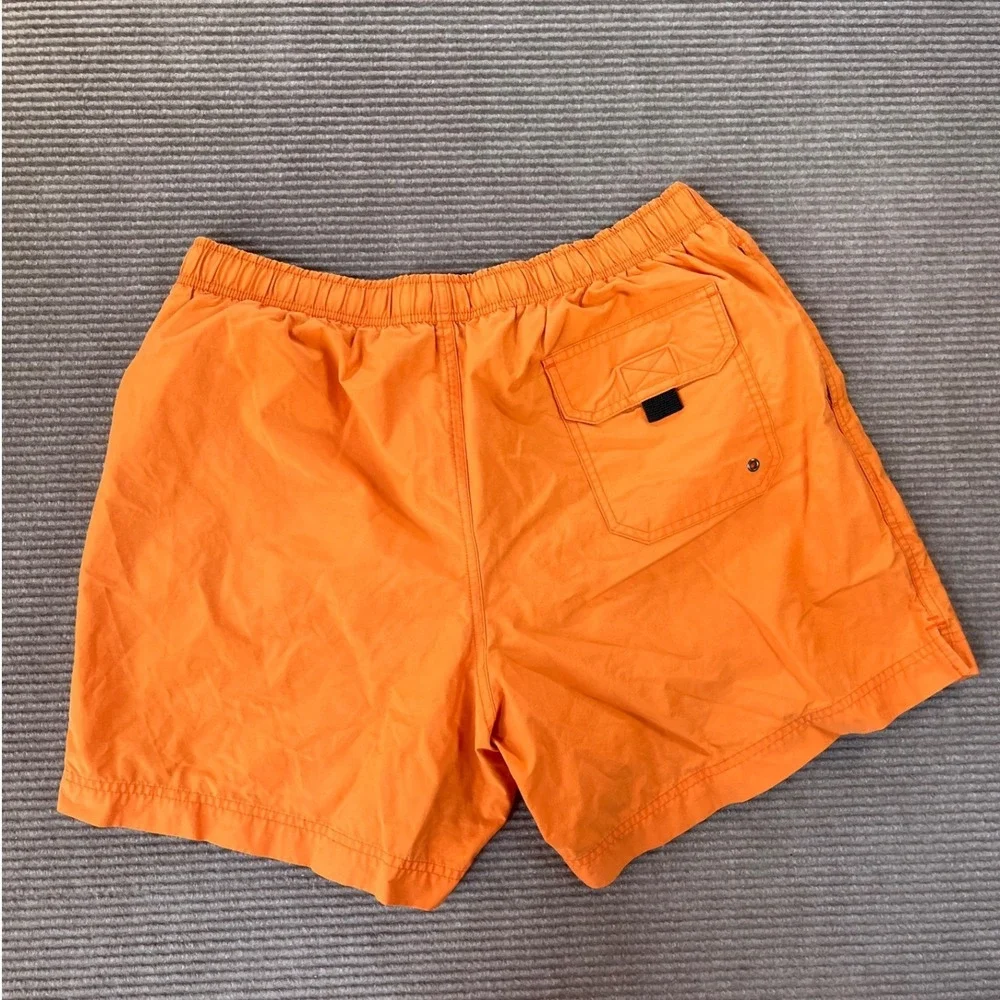 Y2K Polo Sport Ralph Lauren Mens Orange Swim Trunks Mesh Lined Size L VINTAGE